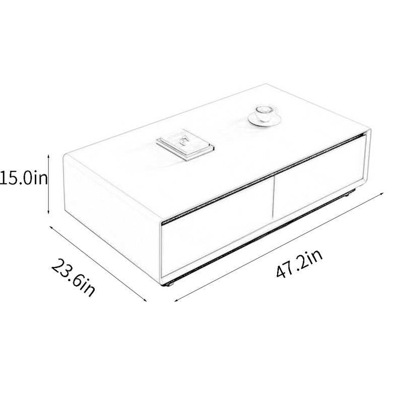 Table basse haut de gamme, H 15 po x L 47,2 po x l 23,6 po, Noir / blanc