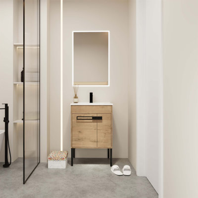 Meuble-lavabo de 24 pouces avec lavabo, autoportant ou flottant, rangement spacieux et design élégant pour les salles de bain modernes