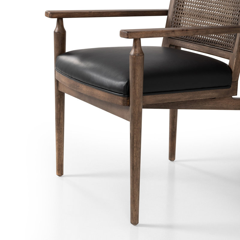 Xavier Upholstered Arm Chair, Black Genuine Leather