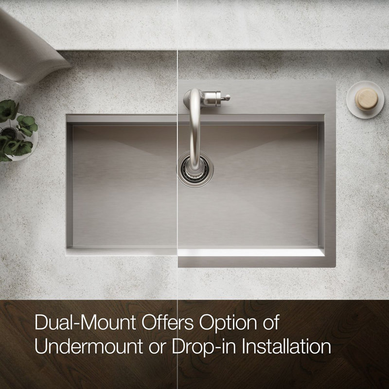 Task 33" x 22" Top-Mount/Undermount Single-Bowl Workstation Kitchen Sink With Accessories, 1 Hole