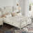 Wood Frame Four Poster Platform Bed with Crown-like Headboard-270865187-270865184