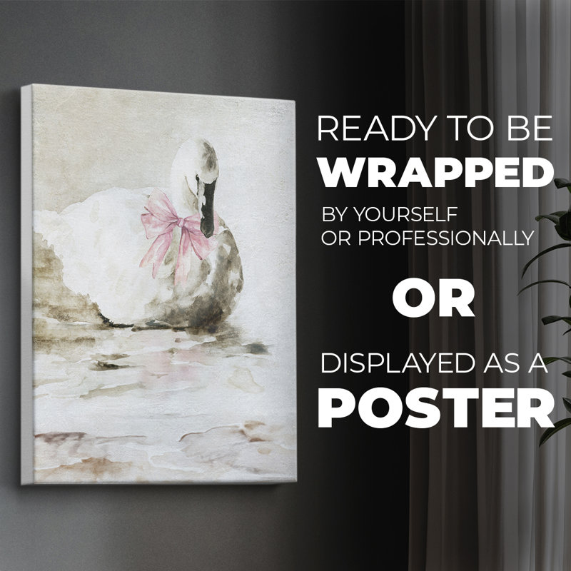 Cygne rose - impression sur toile seulement - non encadrée, H 18 po x l 12 po