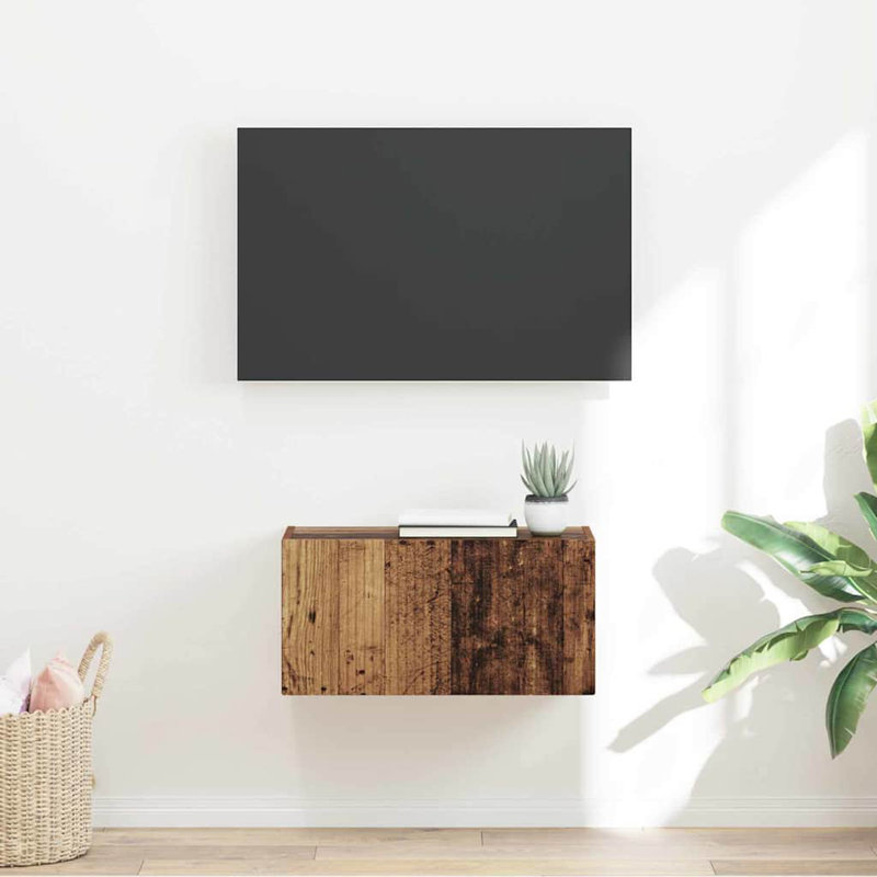 Unfinished TV Stand, Old Wood, 29.5cm H x 60cm L x 31cm W