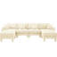 Canapé modulaire en U à 4 places avec revêtement capitonné beige, pieds cylindriques et 2 repose-pieds mobiles pour des rassemblements décontractés. Forme de tissu élégamment courbée et confortable-1726936169