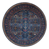 Hand Knotted Wool Oriental Area Rug in Blue/Cream/Red/Brown