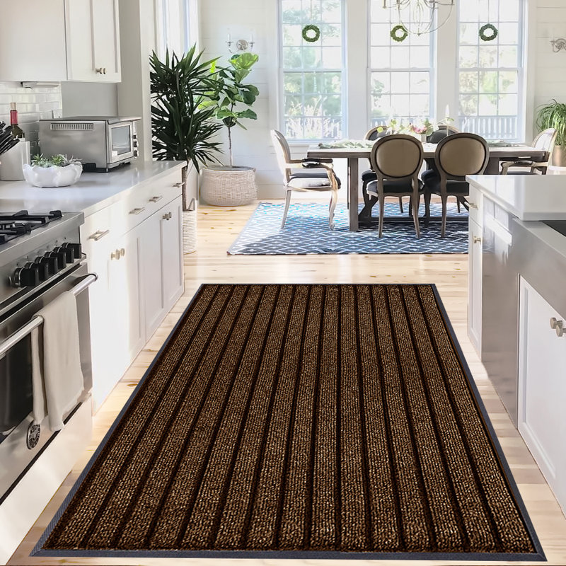 Kiyarah PVC Non-Slip Indoor Outdoor Door Mat, Rectanguar 80 x 300cm , Brown