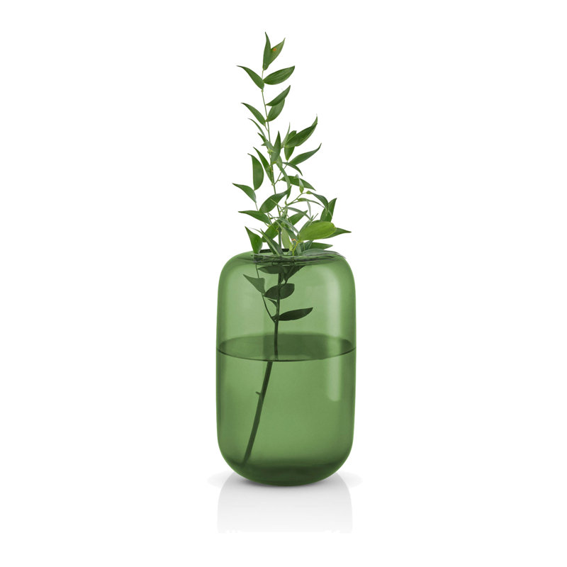 Glass Table Vase, 22cm H x 14cm W x 14cm D, Green