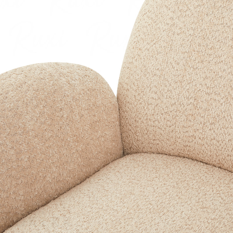 Fauteuil demi-tonneau pivotant à 35 ° l 35 po, Beige Boucle