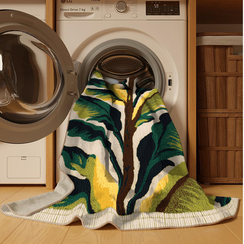  Tapis lavable à motif de bananes et de légumes, Rectangle 7 pi x 9 pi