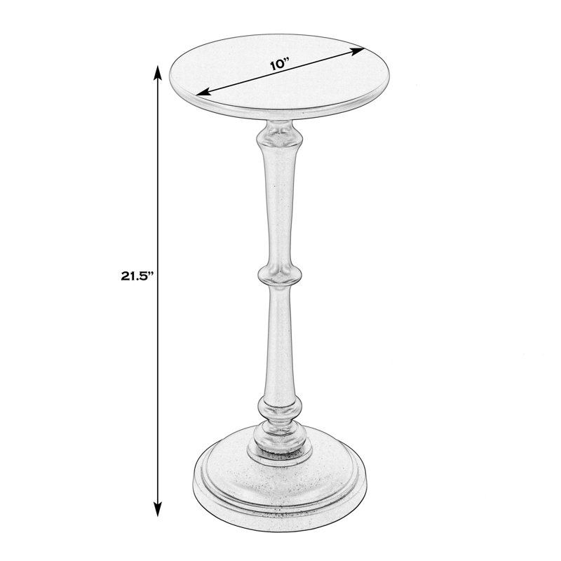 Alisa 10 in. W Round All Metal Pedestal Base End Table, Bronze