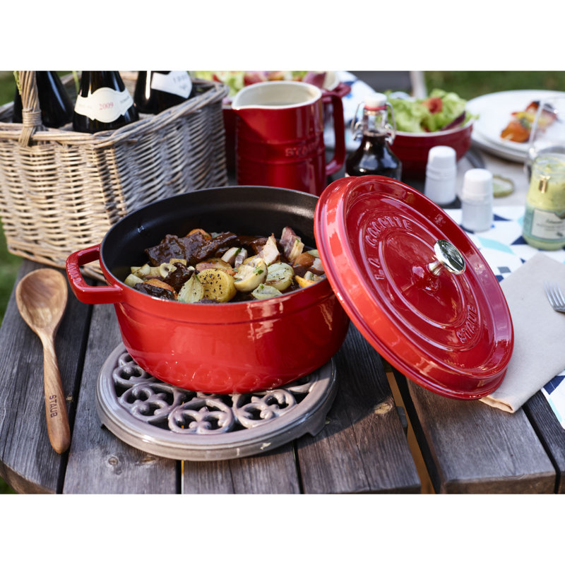 Staub Cast Iron 9-inch Round Lilly Trivet, Graphite Gray