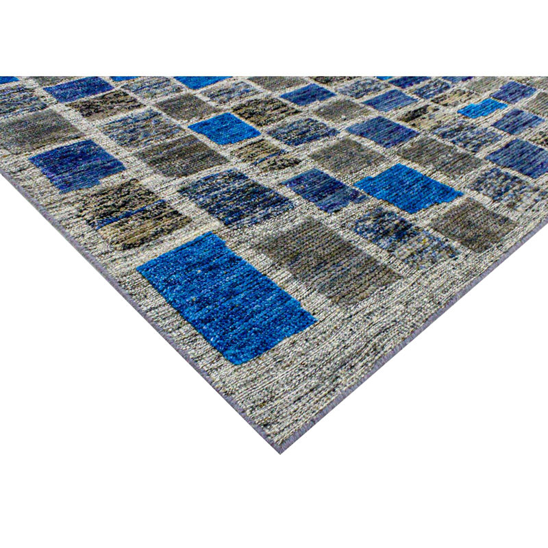 Hand Woven Wool Geometric Area Rug, Rectangle 8' x 10'