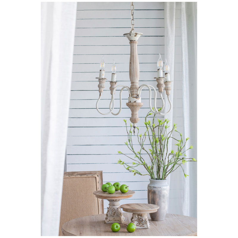 Lustre en bois à 4 lumières, luminaire suspendu avec chaîne réglable pour le vestibule de la salle à manger de la cuisine, ampoule non incluse