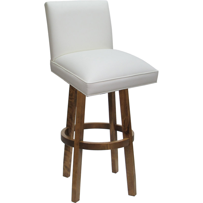 Tabouret de comptoir pivotant en bois - siège d'une hauteur de 26 po, Siège blanc / base moka