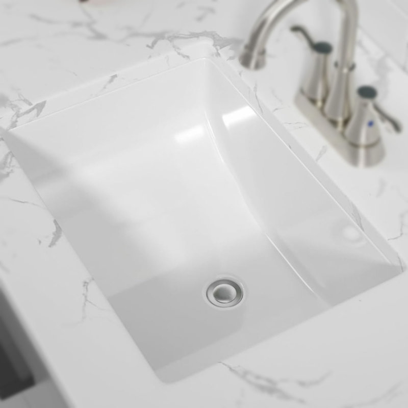 Myhomekeepers 14'' White Ceramic Rectangular Bathroom Sink