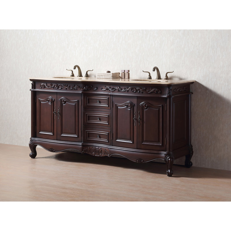 Ensemble de meuble-lavabo double 71 po Bourne, Travertin