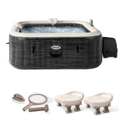 Intex 6 - Person 170 - Jet Square Inflatable Hot Tub in Gray
