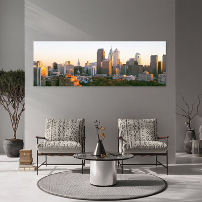 Lever de soleil sur les toits de la ville, Philadelphie, PA, États-Unis, art contemporain abstrait, art mural