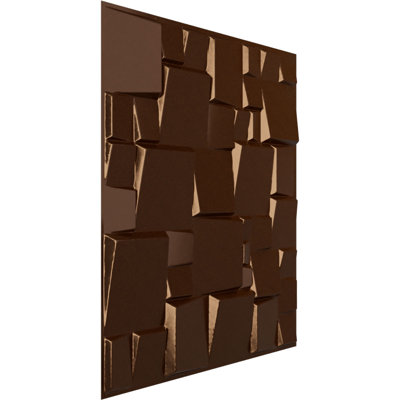 19 5/8"W x 19 5/8"H Modern Square EnduraWall Decorative 3D Wall Panel, Metallic Dark Copper (Covers 2.67 Sq. Ft.)