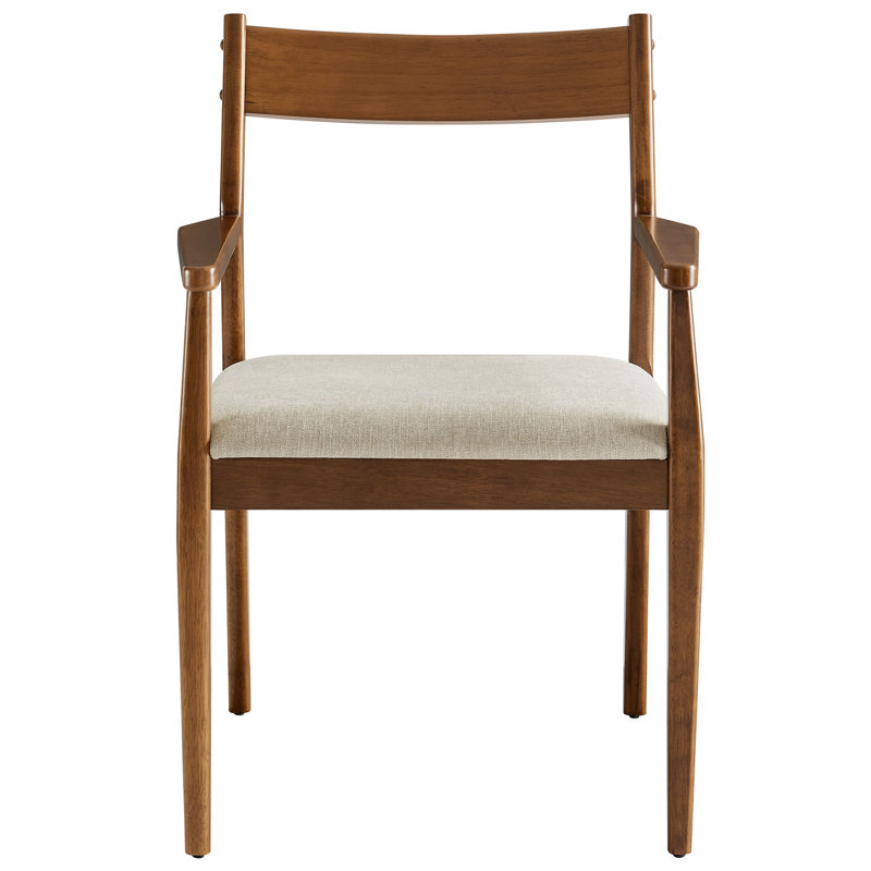 Ensemble de 2 chaises de salle à manger en tissu Solara, Noyer, Beige