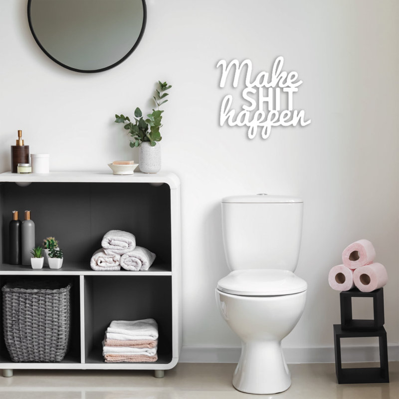 «Make Happen», art mural en métal - citation de motivation, conception de typographie audacieuse - décoration murale industrielle moderne en métal - décor de l'espace de travail de la salle de sport de bureau - pièce d'art inspirante