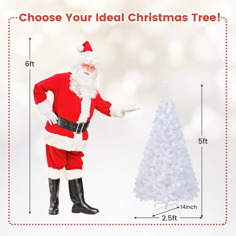 Arbre de Noël artificiel blanc en PVC avec base en métal, H 5 pi