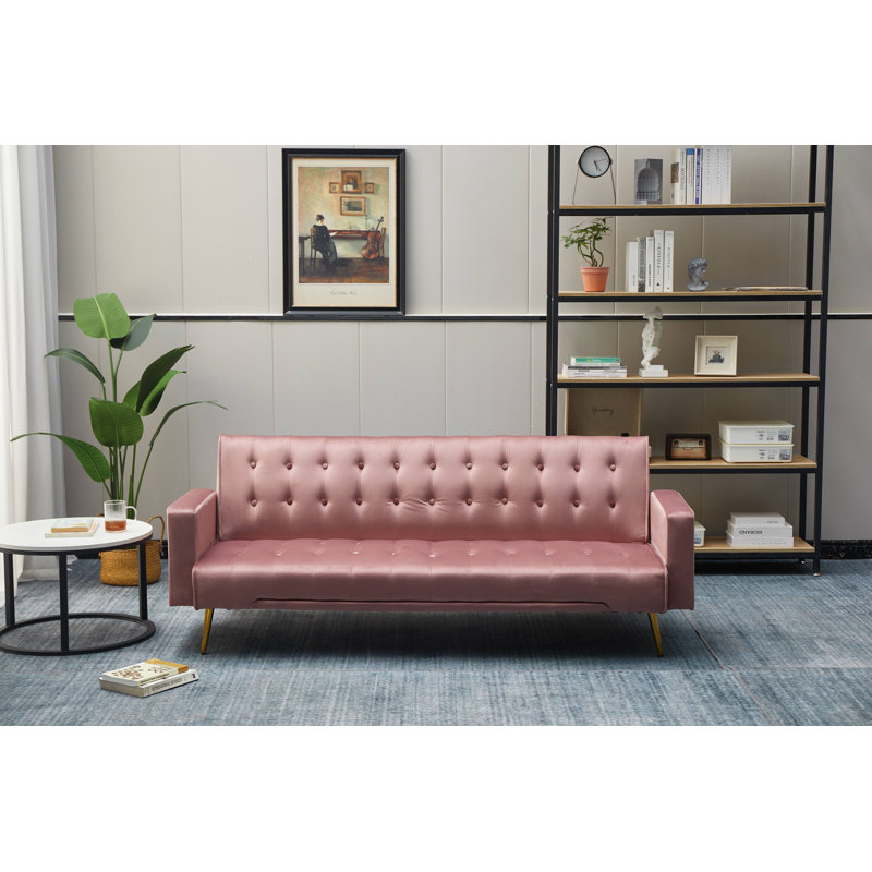Kalvi 75'' Velvet Sofa, Rose Velvet