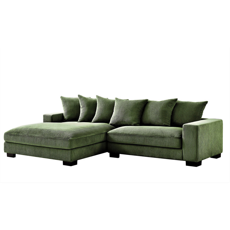 Morghan Corduroy Sectional, Blue Corduroy, Left Hand Facing