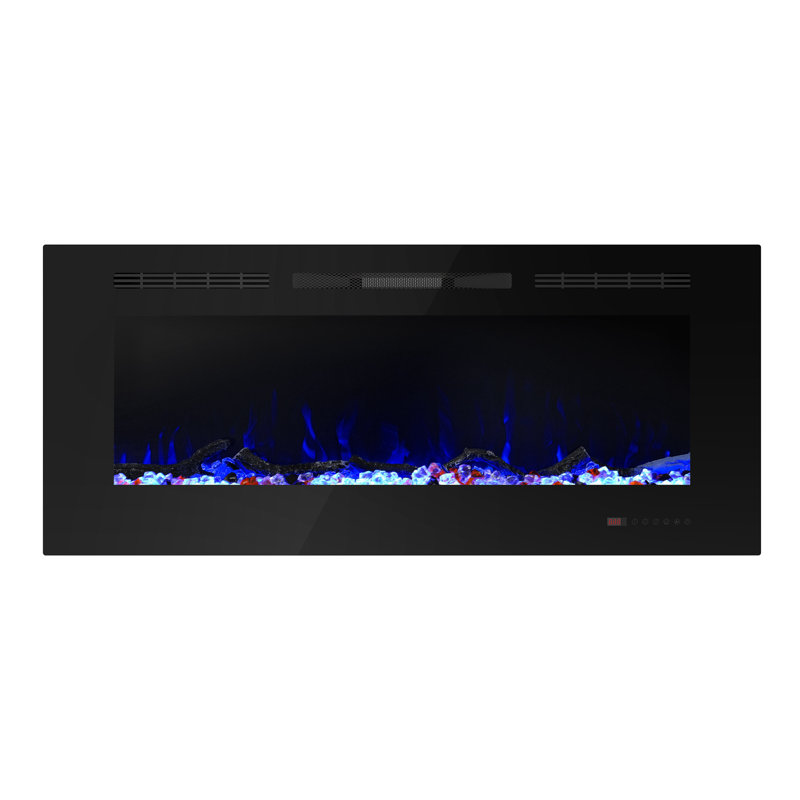 Electric Fireplace with Remote & Touch Screen Control, Electric Fireplace Mounted Recessed, 13 LED Color Flame Effect, 2 Heat Settings 750W/1500W, Timer, Overheat Protection