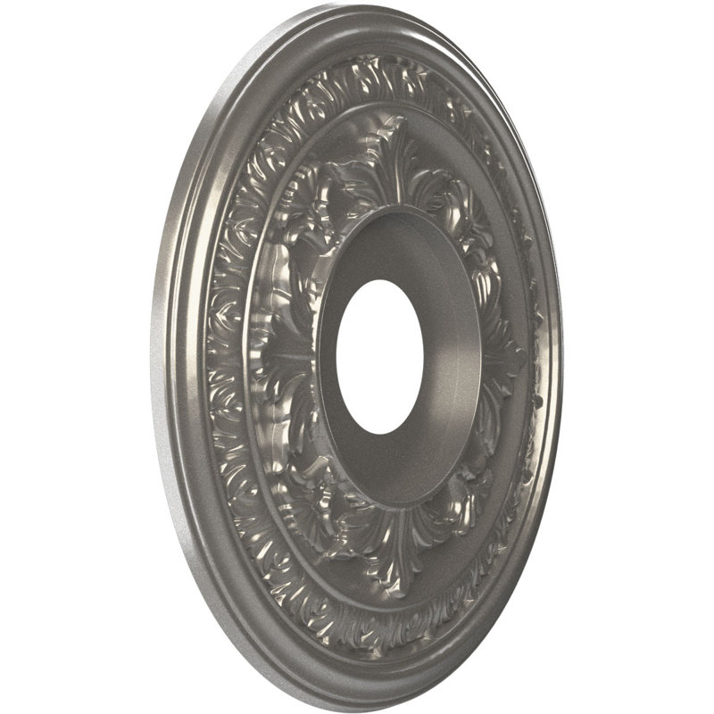 Médaillon de plafond en PVC thermoformé Baltimore, H 16 po x l 16 po x P 1 po, Acier foncé vieilli