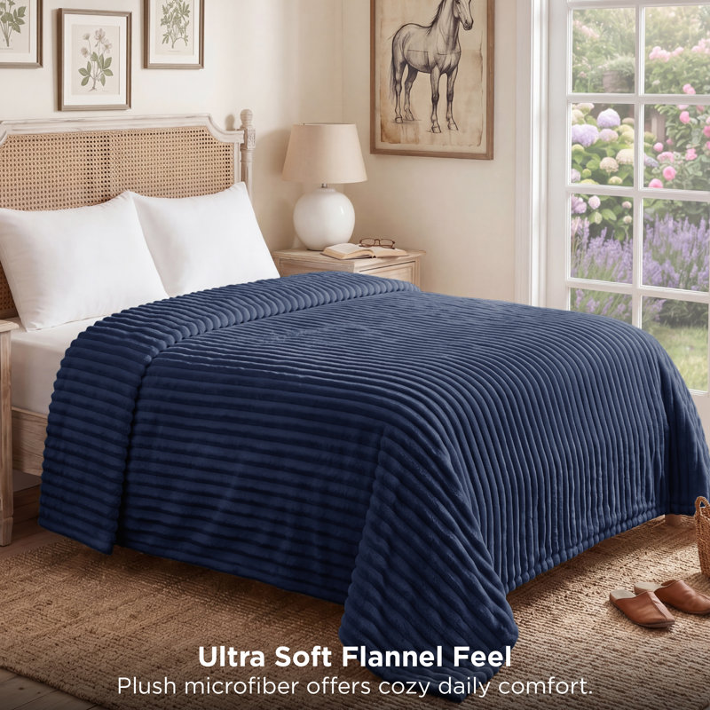 Essential Bedsure 299gsm Super Soft Cozy Flannel Fleece Blanket For Bed&Couch GentleSoft™️, Blue, Full