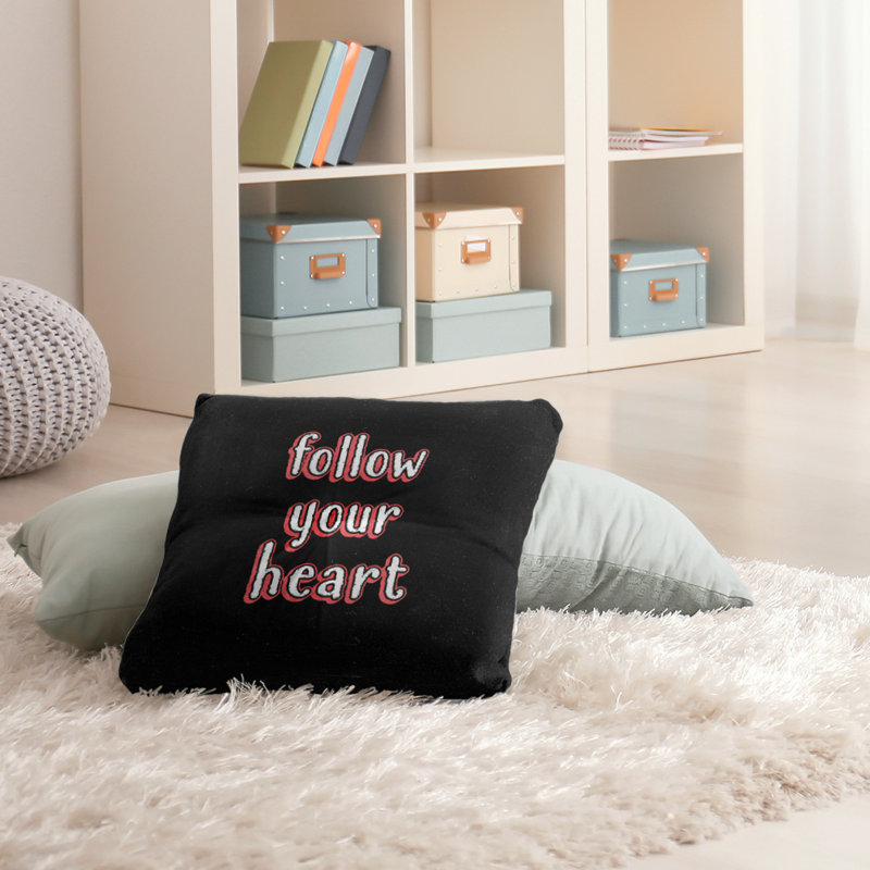 Coussin décoratif intérieur/extérieur de votre coeur, 16 po x 16 po, Rouge