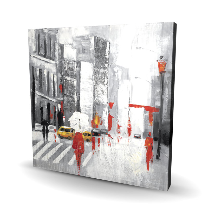 Abstract Cloudy City Street - Gray Cities Canvas Decor