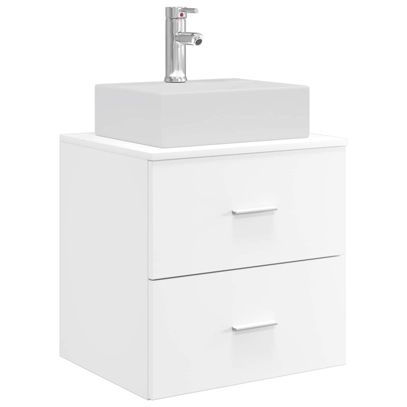 Single Bathroom Vanity with Ceramic Basin, White