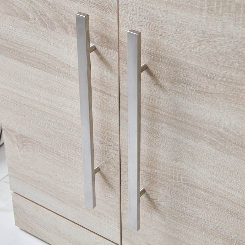 Meuble-lavabo simple autoportant 24 portes 2 portes 24 po Modern, Naturel, Argent argent