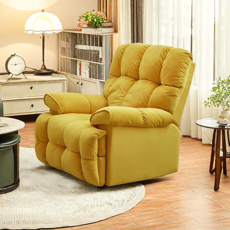 Fauteuil inclinable pivotant rembourré Kitchell, Jaune