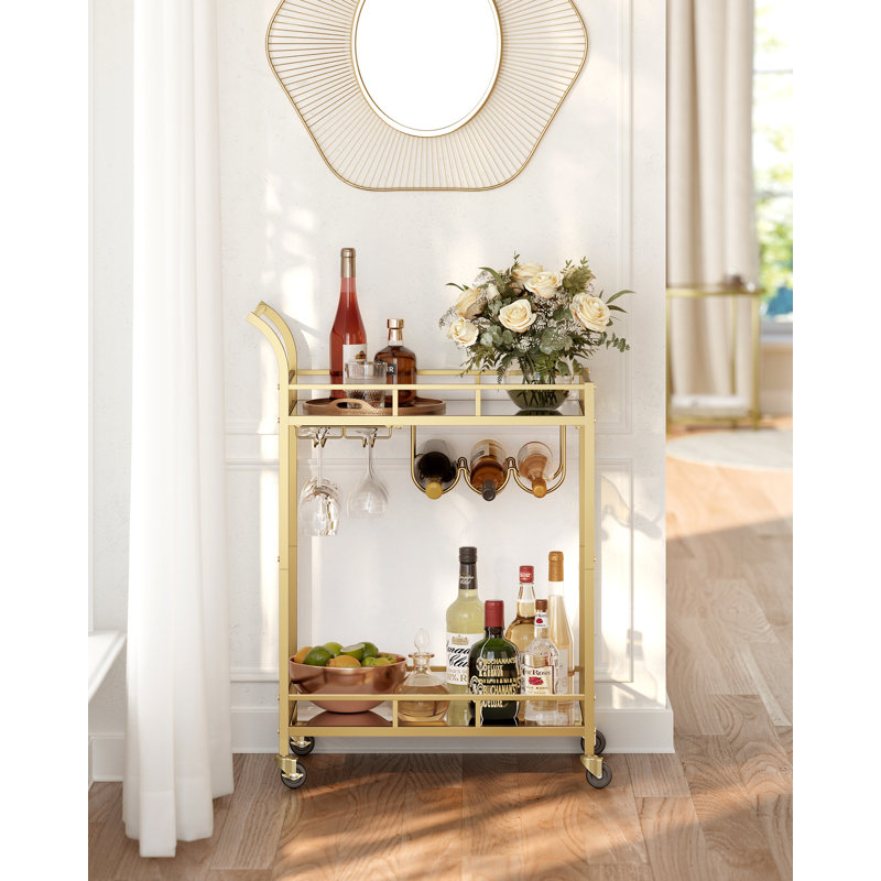 Aarnav Metal Bar Cart, Gold