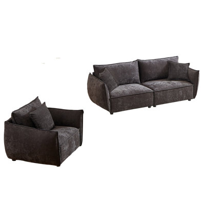 Modern Sofa3-Seater + 1-Seater Combo Sofa   Sofa, Linen Fabric Sofa, Wooden Frame With 3 Pillows, Apartment Sofa Furniture