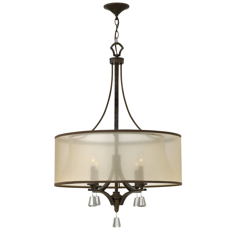 Elegant Brushed Nickel 4-Light Chandelier with Sheer Translucent Shade