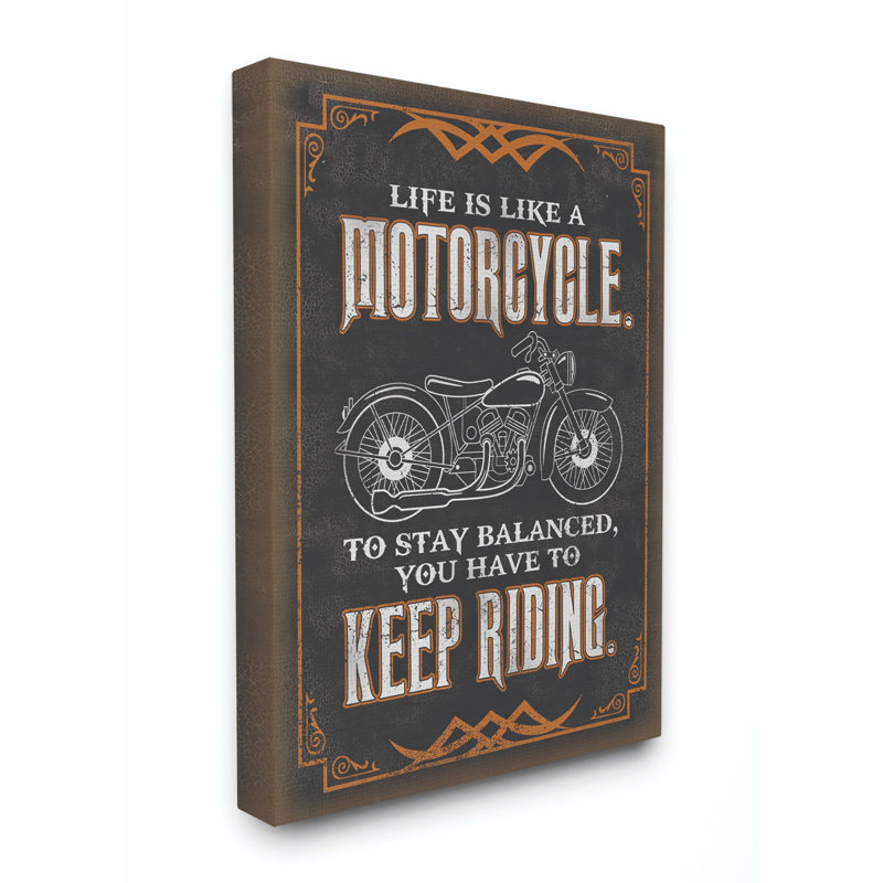 «Moto Life Keep Riding Black Orange Word Design», art textuel, Toile tendue, H 20 po x l 16 po
