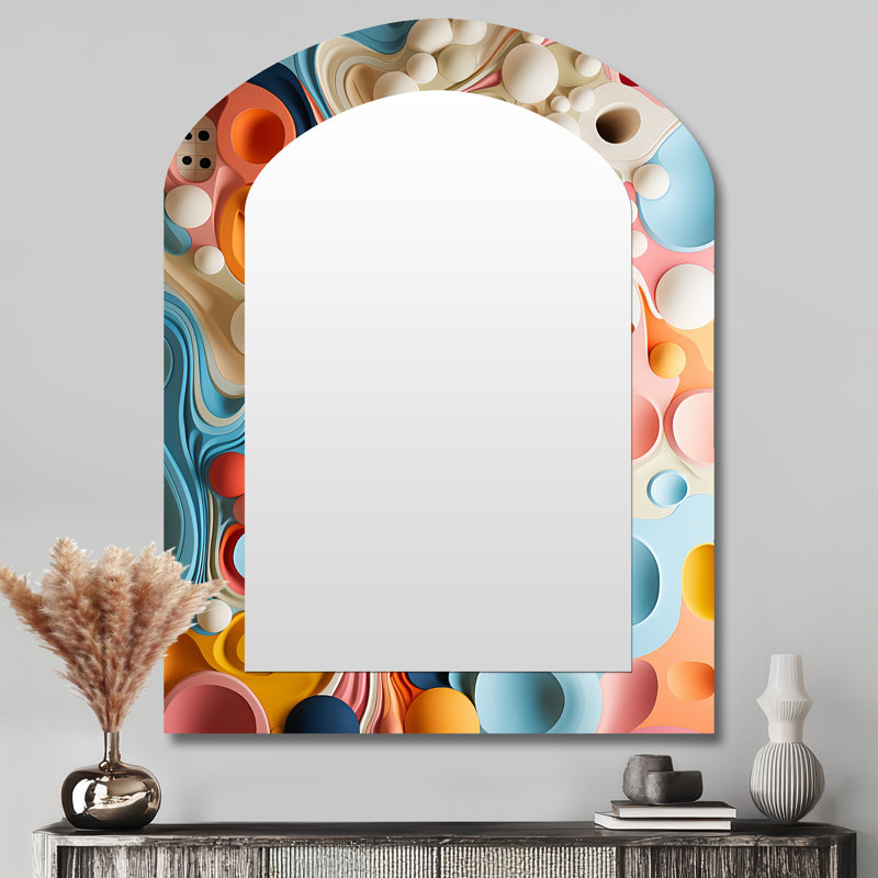 Tourbillon de marée colorée, art I - décor abstrait en métal - miroir mural moderne et irrégulier, 43 po x 33 po