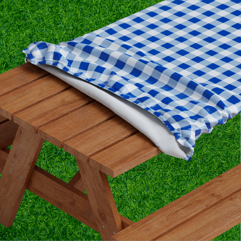 Vinyl Picnic Fited Tableclth Rectangle 48X24 Black, 72"  x 30", Blue