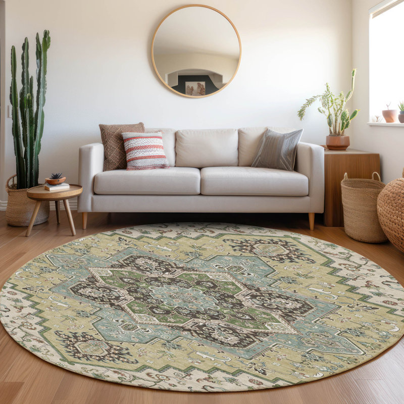 Tapis intérieur / extérieur lavable à la machine Chayden ACN1036, Rond 8 pi