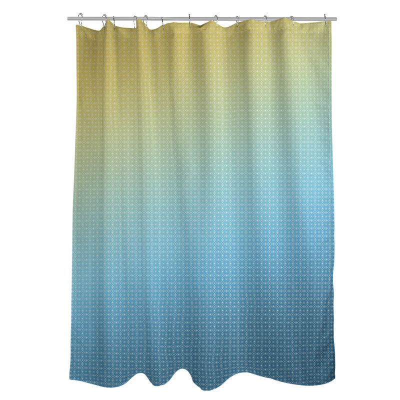 Rideau de douche simple Katelyn Elizabeth, Bleu / Jaune / Blanc