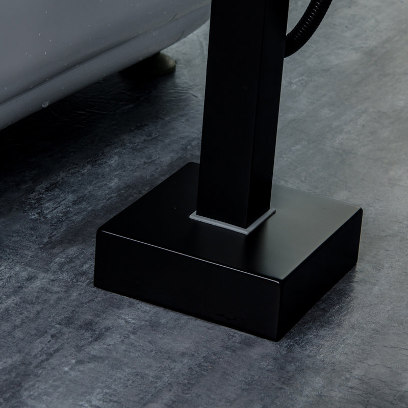 VIBRANTBATH  Abyssal Hush Matte Black 1-handle Freestanding High-arc Bathtub Faucet with Hand Shower ( Valve Included )