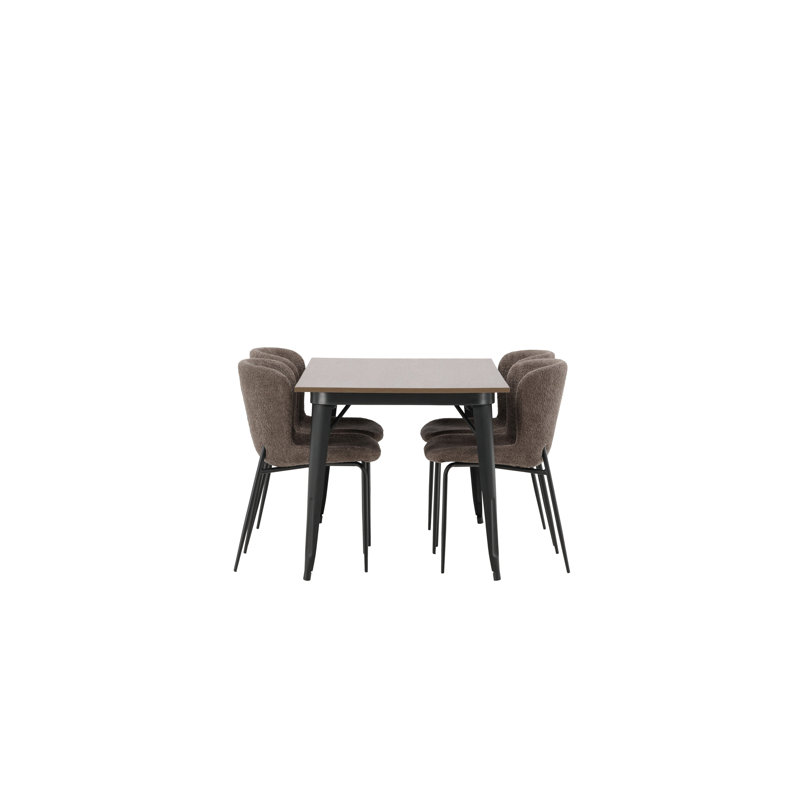 Christy 4 - Person Dining Set, Dark Grey, Dark Grey