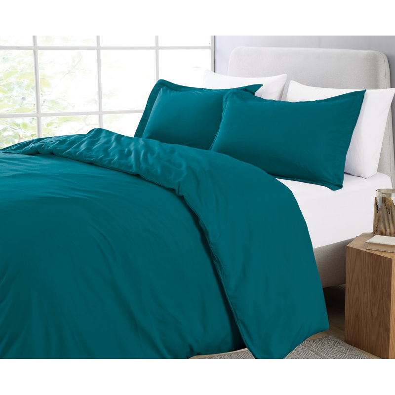 Ensemble de housse de couette en microfibre, Housse de couette pour lit double / grand + 1 taie, Bleu sarcelle