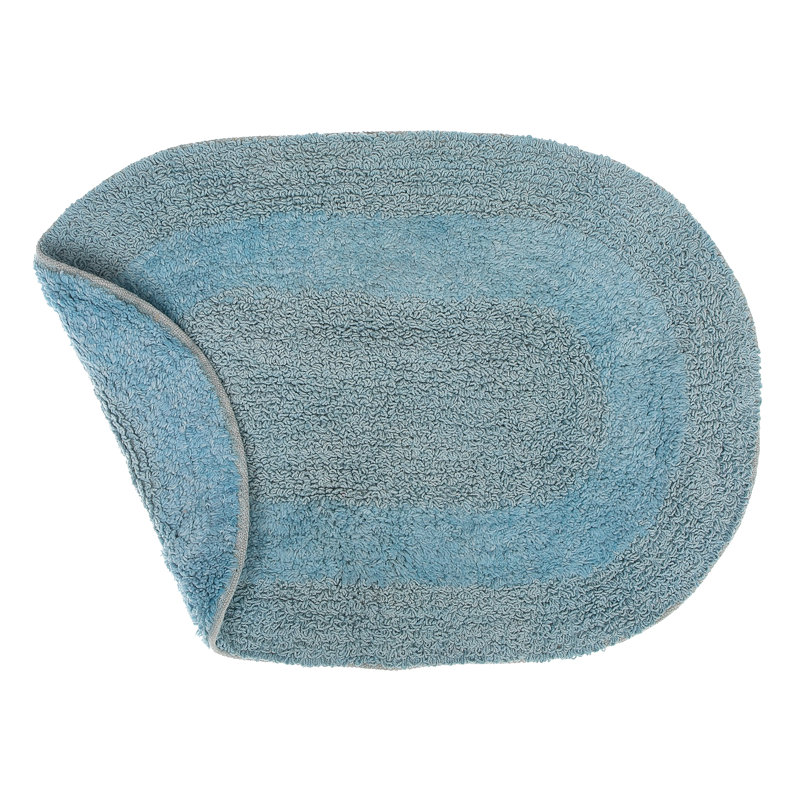 Harriell Cotton Bath Rug, Blue