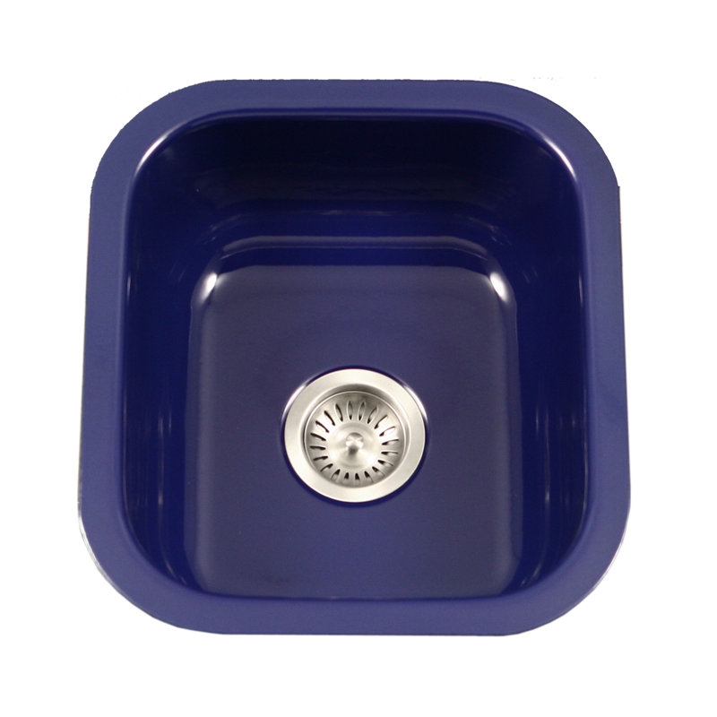 Houzer Porcela 17 inch Porcelain Enamel Steel Undermount Bar Sink - PCB-1750 WH, Slate