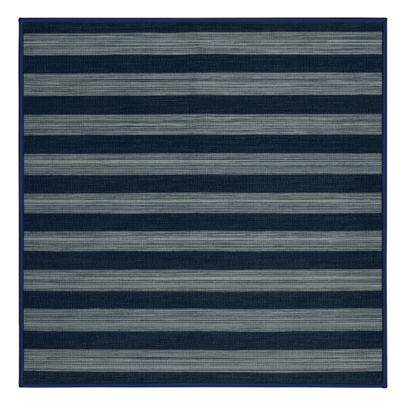 Machine Washable Horizontal Stripes Gray Area Rug, Square 7'
